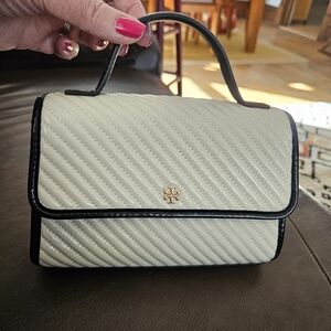 Tory Burch Emerson Quilted Patent Puffy Mini Top Handle Satchel Crossbody